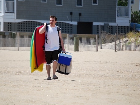 Dan walking on beach